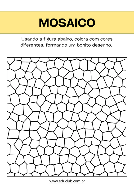 Atividade de arte mosaico para imprimir | Educlub